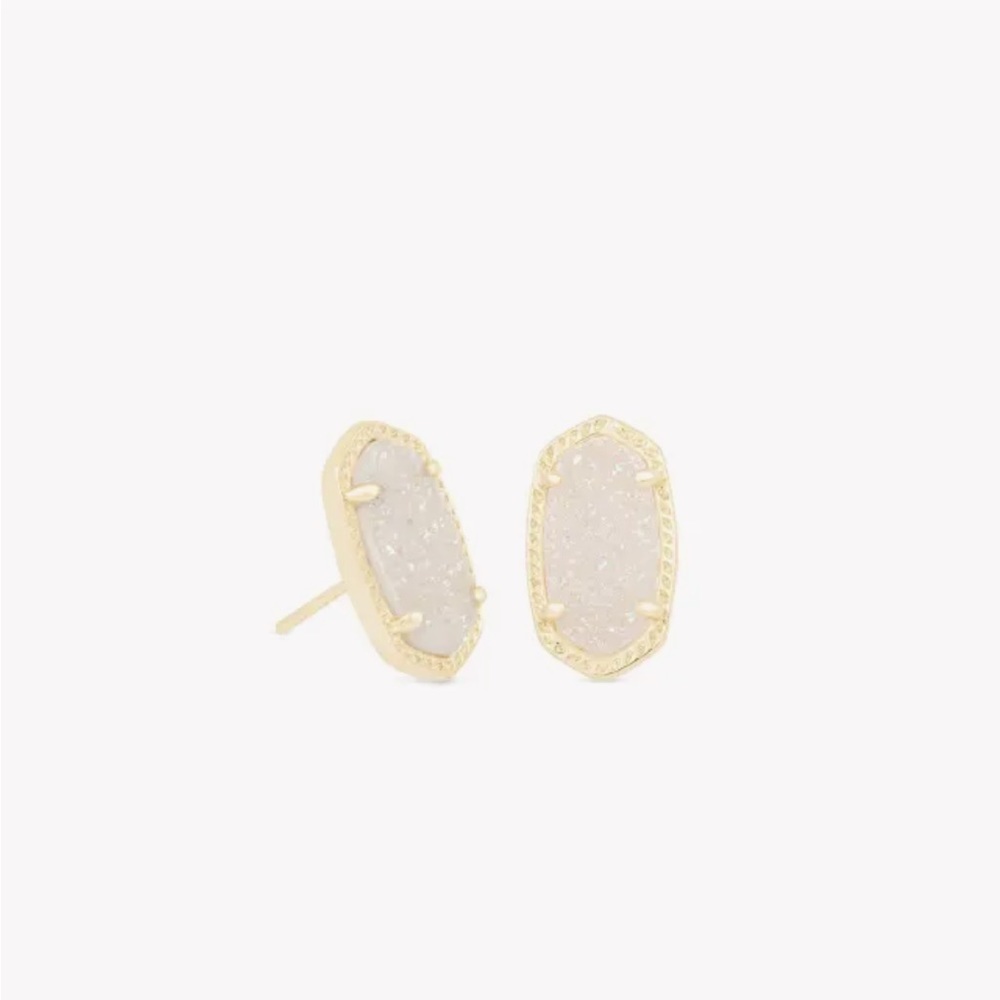 Ellie Gold Stud Earrings in Iridescent Drusy
